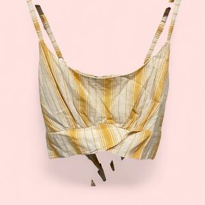 Cute buttercup stripe crop open tie back dreamy festival vibes